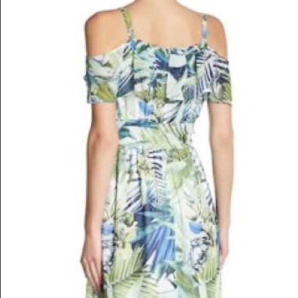 NWT Eliza J Cold Shoulder Tropical Print Dress - Picture 3 of 7